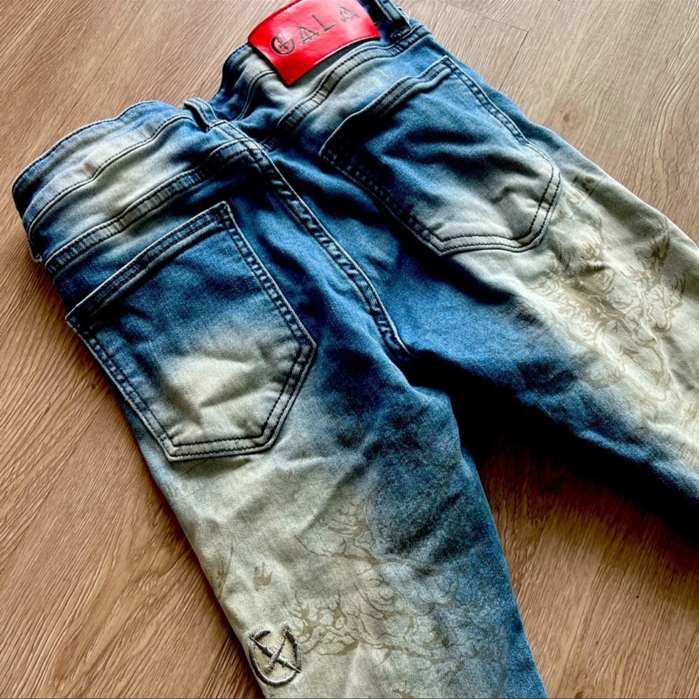 Mens Gala Denim Distressed Blue Jeans